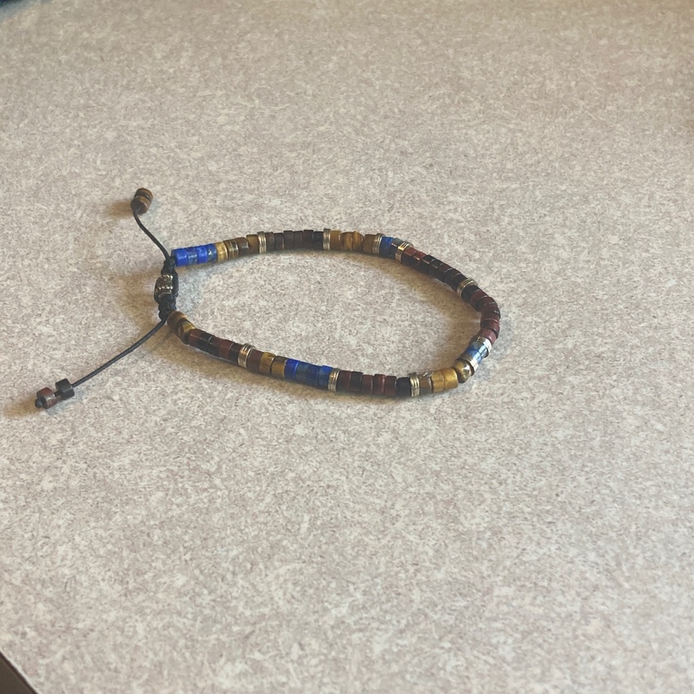 Dylan Bracelet: Red Tiger Eye, Multicolor Beaded with Adjustable Cord